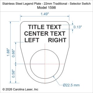 Stainless Steel Legend Plate - 22mm Traditional - Selector Switch