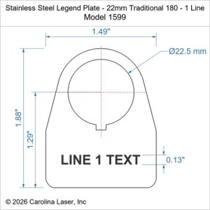 Stainless Steel Legend Plate - 22mm Traditional 180 - 1 Line