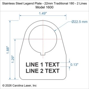 Stainless Steel Legend Plate - 22mm Traditional 180 - 2 Lines