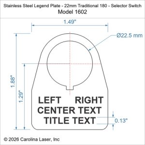 Stainless Steel Legend Plate - 22mm Traditional 180 - Selector Switch