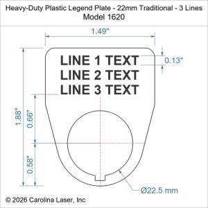 Heavy-Duty Plastic Legend Plate - 22mm Traditional - 3 Lines