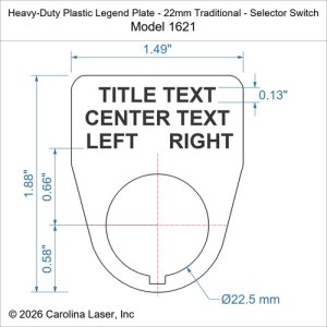 Heavy-Duty Plastic Legend Plate - 22mm Traditional - Selector Switch