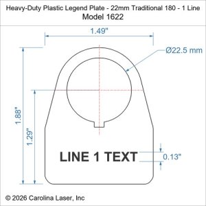 Heavy-Duty Plastic Legend Plate - 22mm Traditional 180 - 1 Line