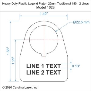 Heavy-Duty Plastic Legend Plate - 22mm Traditional 180 - 2 Lines