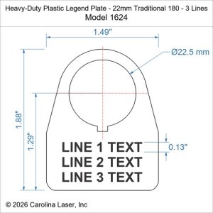 Heavy-Duty Plastic Legend Plate - 22mm Traditional 180 - 3 Lines