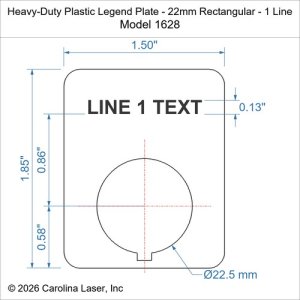 Heavy-Duty Plastic Legend Plate - 22mm Rectangular - 1 Line