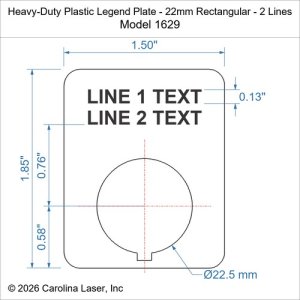 Heavy-Duty Plastic Legend Plate - 22mm Rectangular - 2 Lines