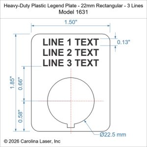 Heavy-Duty Plastic Legend Plate - 22mm Rectangular - 3 Lines