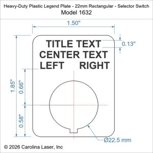 Heavy-Duty Plastic Legend Plate - 22mm Rectangular - Selector Switch