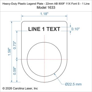 Heavy-Duty Plastic Legend Plate - 22mm AB 800F 11X Font S - 1 Line
