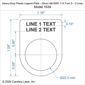 Heavy-Duty Plastic Legend Plate - 22mm AB 800F 11X Font S - 2 Lines