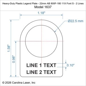 Heavy-Duty Plastic Legend Plate - 22mm AB 800F-180 11X Font S - 2 Lines