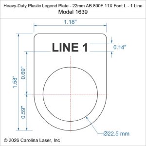 Heavy-Duty Plastic Legend Plate - 22mm AB 800F 11X Font L - 1 Line