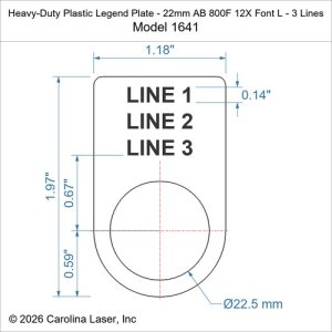 Heavy-Duty Plastic Legend Plate - 22mm AB 800F 12X Font L - 3 Lines