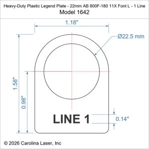 Heavy-Duty Plastic Legend Plate - 22mm AB 800F-180 11X Font L - 1 Line