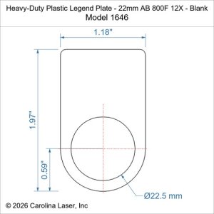 Heavy-Duty Plastic Legend Plate - 22mm AB 800F 12X - Blank
