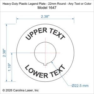 Heavy-Duty Plastic Legend Plate - 22mm Round - Any Text or Color