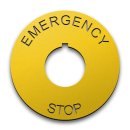 Heavy-Duty Plastic Legend Plate - 22mm Emergency Stop