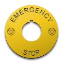 Heavy-Duty Plastic Legend Plate - 22mm Emergency Stop - ISO