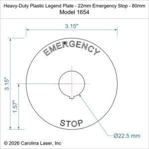 Heavy-Duty Plastic Legend Plate - 22mm Emergency Stop - 80mm