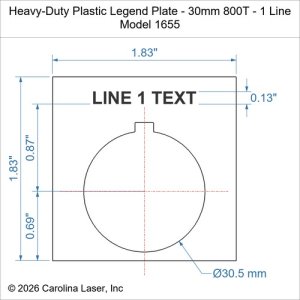 Heavy-Duty Plastic Legend Plate - 30mm 800T - 1 Line