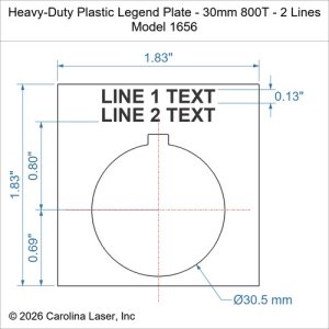 Heavy-Duty Plastic Legend Plate - 30mm 800T - 2 Lines