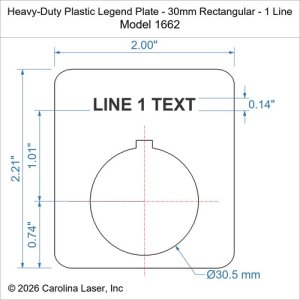 Heavy-Duty Plastic Legend Plate - 30mm Rectangular - 1 Line