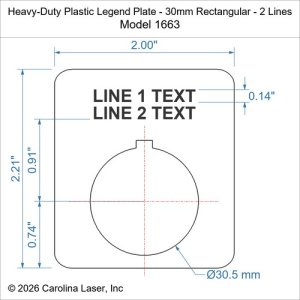Heavy-Duty Plastic Legend Plate - 30mm Rectangular - 2 Lines