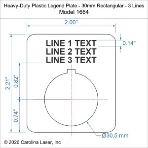 Heavy-Duty Plastic Legend Plate - 30mm Rectangular - 3 Lines