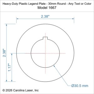Heavy-Duty Plastic Legend Plate - 30mm Round - Any Text or Color