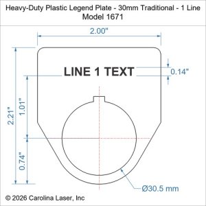 Heavy-Duty Plastic Legend Plate - 30mm Traditional - 1 Line