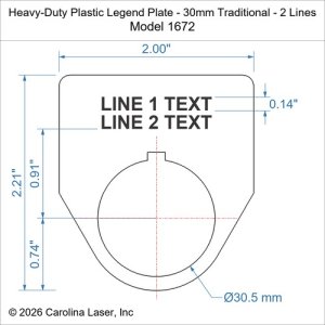 Heavy-Duty Plastic Legend Plate - 30mm Traditional - 2 Lines