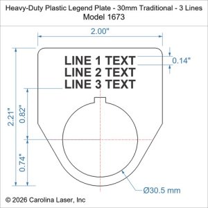 Heavy-Duty Plastic Legend Plate - 30mm Traditional - 3 Lines