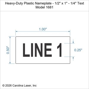 Heavy-Duty Plastic Nameplate - 1/2" x 1" - 1/4" Text