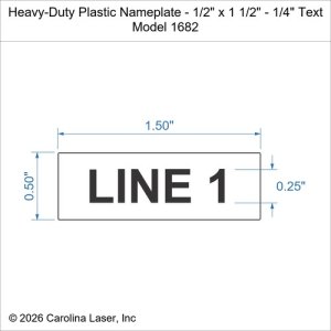 Heavy-Duty Plastic Nameplate - 1/2" x 1 1/2" - 1/4" Text