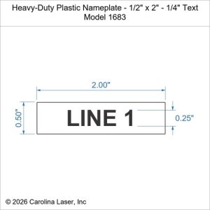 Heavy-Duty Plastic Nameplate - 1/2" x 2" - 1/4" Text