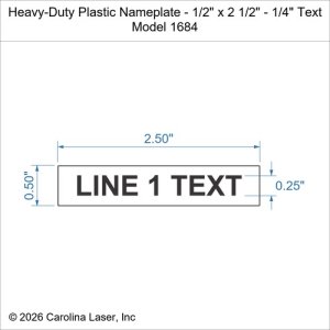 Heavy-Duty Plastic Nameplate - 1/2" x 2 1/2" - 1/4" Text
