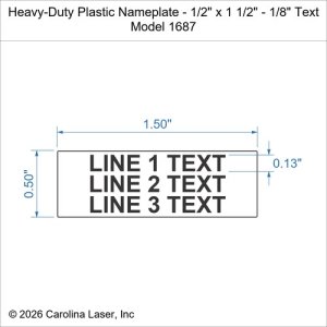Heavy-Duty Plastic Nameplate - 1/2" x 1 1/2" - 1/8" Text
