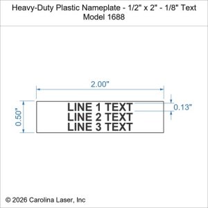 Heavy-Duty Plastic Nameplate - 1/2" x 2" - 1/8" Text