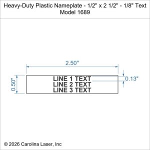 Heavy-Duty Plastic Nameplate - 1/2" x 2 1/2" - 1/8" Text