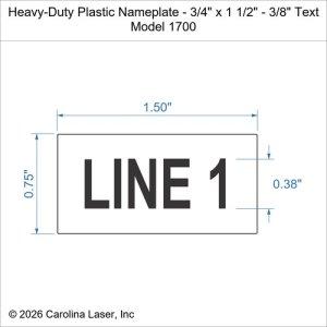 Heavy-Duty Plastic Nameplate - 3/4" x 1 1/2" - 3/8" Text