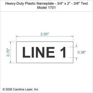 Heavy-Duty Plastic Nameplate - 3/4" x 2" - 3/8" Text