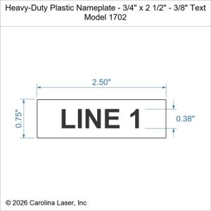 Heavy-Duty Plastic Nameplate - 3/4" x 2 1/2" - 3/8" Text