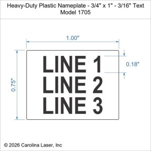 Heavy-Duty Plastic Nameplate - 3/4" x 1" - 3/16" Text