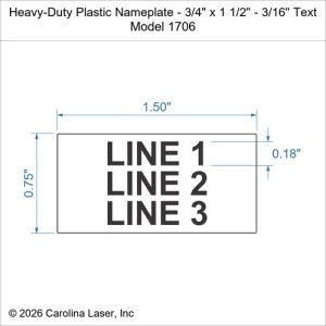 Heavy-Duty Plastic Nameplate - 3/4" x 1 1/2" - 3/16" Text