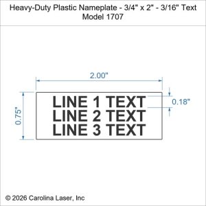 Heavy-Duty Plastic Nameplate - 3/4" x 2" - 3/16" Text
