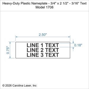 Heavy-Duty Plastic Nameplate - 3/4" x 2 1/2" - 3/16" Text