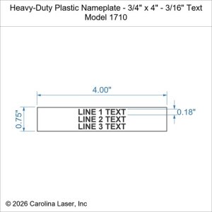 Heavy-Duty Plastic Nameplate - 3/4" x 4" - 3/16" Text