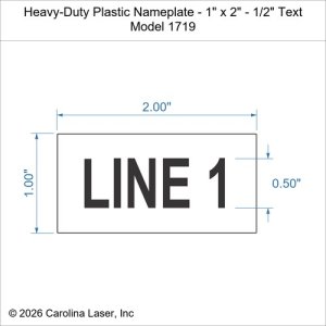 Heavy-Duty Plastic Nameplate - 1" x 2" - 1/2" Text