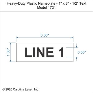 Heavy-Duty Plastic Nameplate - 1" x 3" - 1/2" Text
